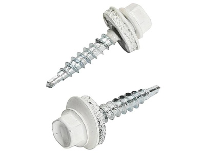 Изображение товара Саморез кровельный мет-мет, белый 5,5*25 RAL 9003 (250шт/уп) в Миди Лтд