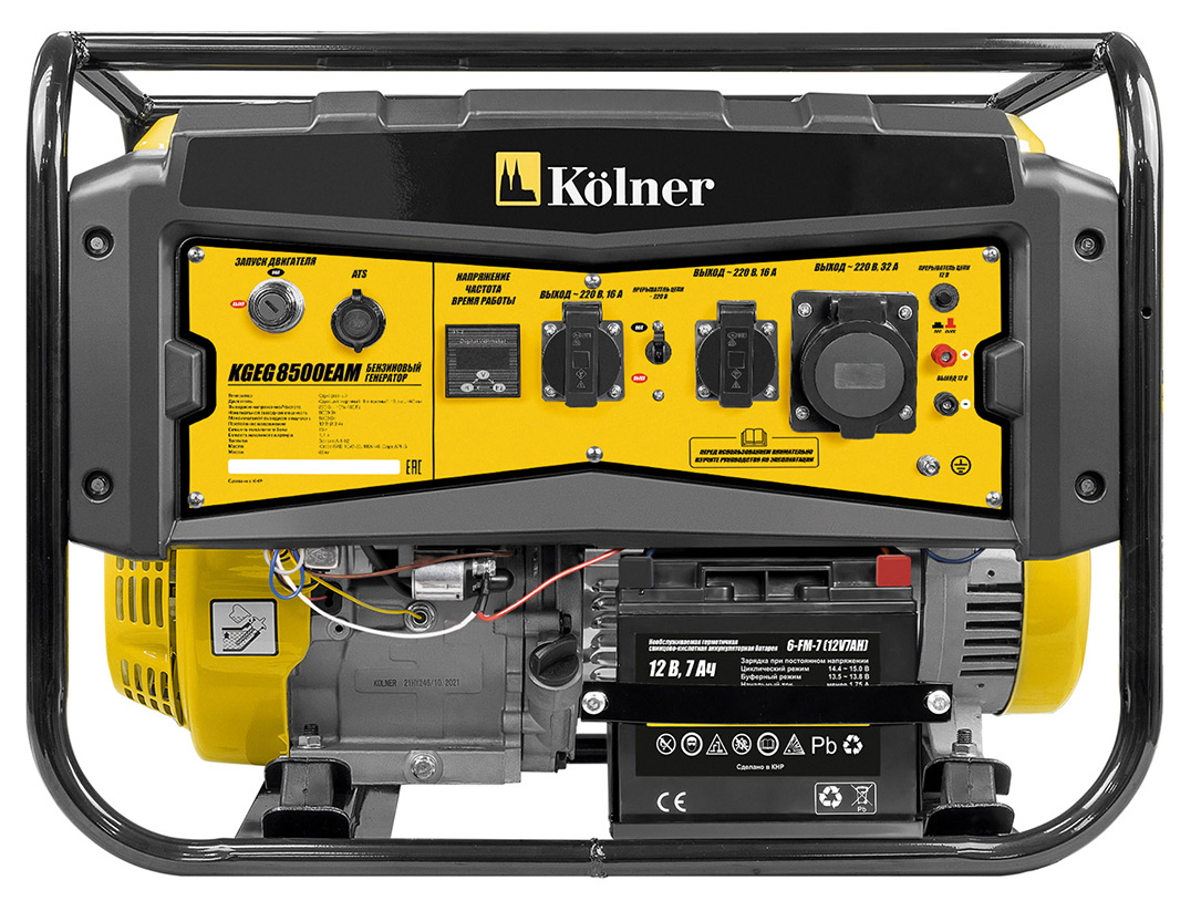 Генератор бензиновый Kolner KGEG 8500ЕАМ 8500Вт однофазный - фото в Миди Лтд Изображение товара Генератор бензиновый Kolner KGEG 8500ЕАМ 8500Вт однофазный в Миди Лтд