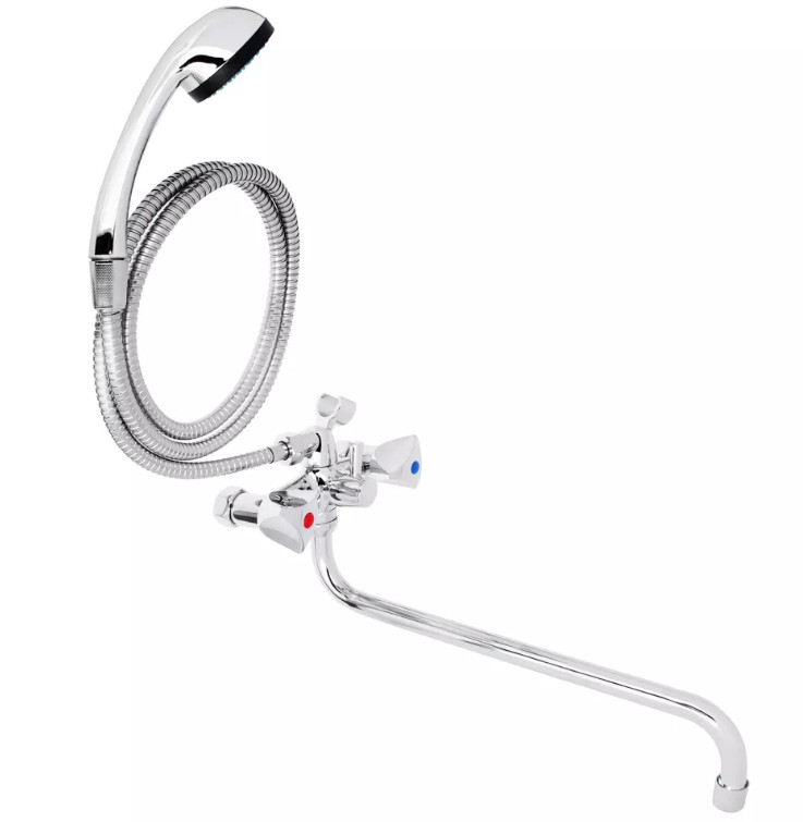 Изображение товара Смеситель для ванны СоюзКран с душем груглый излив 40мм кран-буксы 1/2 хром цинк в Миди Лтд