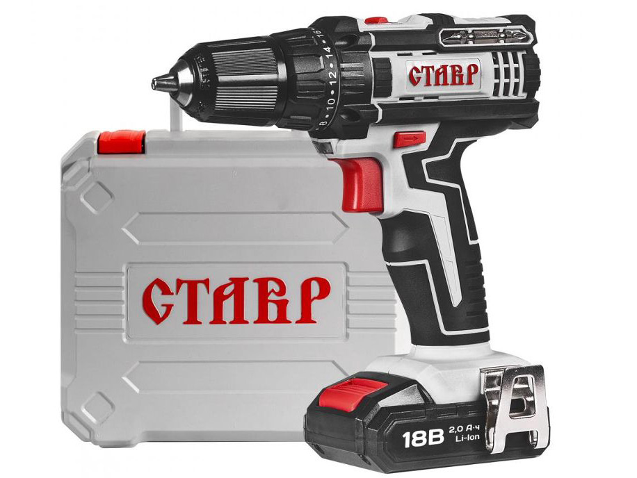 Дрель-шуруповерт аккумуляторная Ставр ДА-18ЛК (2аккум) кейс - фото в Миди Лтд Изображение товара Дрель-шуруповерт аккумуляторная Ставр ДА-18ЛК (2аккум) кейс в Миди Лтд