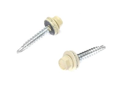 Изображение товара Саморез кровельный мет-мет, слоновая кость 5,5*25 RAL 1014 (250шт/уп) в Миди Лтд