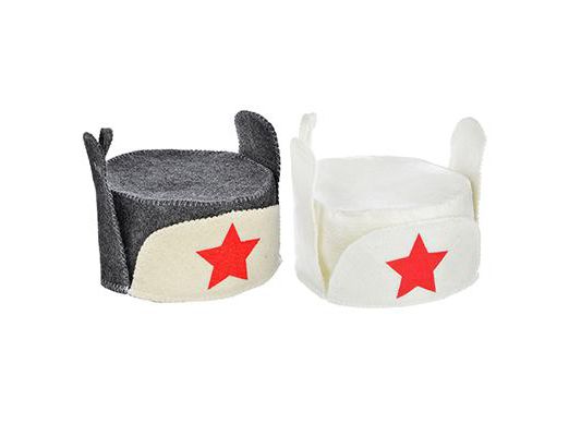 Изображение товара Шапка банная "Ушанка " белая п/шерсть            ХХ в Миди Лтд