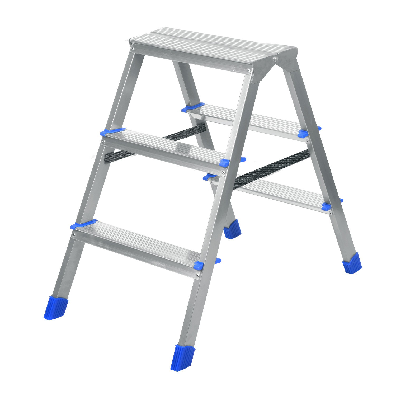 Изображение товара Лестница-стремянка NIKA двухсторонняя 3-х ступенчатая высота до верхней площ 68 см 3,8кг в Миди Лтд