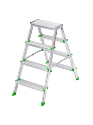 Изображение товара Двусторонняя алюминиевая стремянка 4х4 высота до верхней площ 84см вес 3,4кг в Миди Лтд