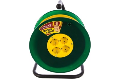 Удлинитель силовой на катушке 50м с/з 4 гнезда 3700Вт сечение провода 3*1,5 Союз - фото в Миди Лтд Изображение товара Удлинитель силовой на катушке 50м с/з 4 гнезда 3700Вт сечение провода 3*1,5 Союз в Миди Лтд