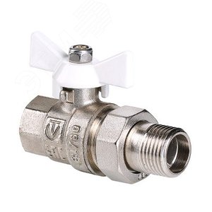 Изображение товара Кран шаровый американка 3/4" бабочка прямой белая ручка VALTEC base-гост (7шт/уп) в Миди Лтд