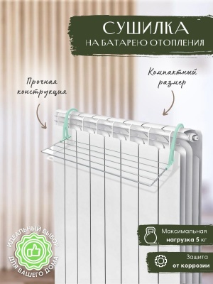 Изображение товара Сушилка для белья на радиатор NIKA 650х340х180 серая в Миди Лтд