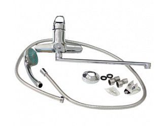 Изображение товара Смеситель для ванны дл.излив(моно/40мм/+линейка и шланг нерж.)waterley 9702340 в Миди Лтд
