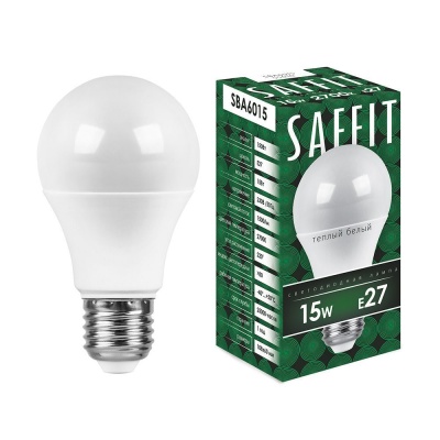 Лампа светодиодная LED SAFFIT груша SBА6015 15W Е27 А60 2700K - фото в Миди Лтд Изображение товара Лампа светодиодная LED SAFFIT груша SBА6015 15W Е27 А60 2700K в Миди Лтд