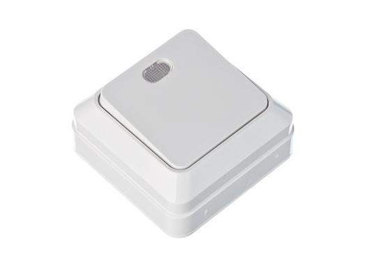 Выключатель 1кл. с подсветкой белый, накладной   ХХ - фото в Миди Лтд Изображение товара Выключатель 1кл. с подсветкой белый, накладной   ХХ в Миди Лтд