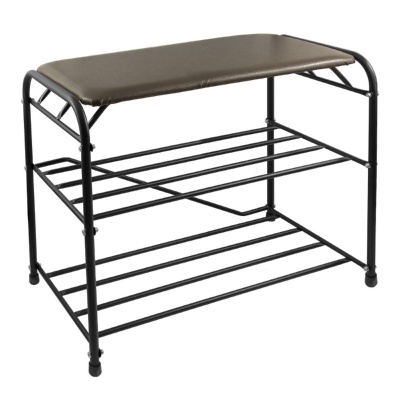 Изображение товара Подставка для обуви 3 полки 65 с сиденьем черный в Миди Лтд