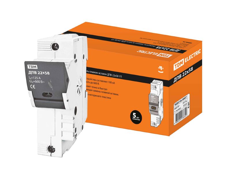 Изображение товара Держатель плавких вставок ДПВ 22*58 1П TDM в Миди Лтд