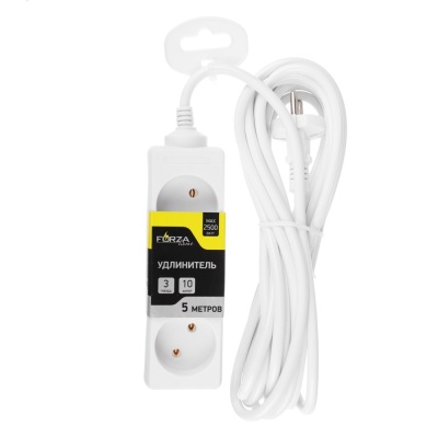 Удлинитель 3 гнезда евророзетка 2500Вт 5м FORZA (30шт/кор)   Х - фото в Миди Лтд Изображение товара Удлинитель 3 гнезда евророзетка 2500Вт 5м FORZA (30шт/кор)   Х в Миди Лтд