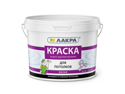 Краска для потолков ЛАКРА белая 6,5кг (4шт/уп; 72шт/пал) - фото в Миди Лтд Изображение товара Краска для потолков ЛАКРА белая 6,5кг (4шт/уп; 72шт/пал) в Миди Лтд