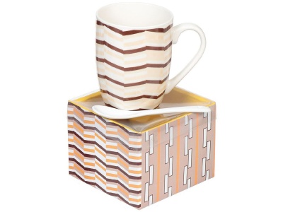 Изображение товара Кружка керамика 370мл с ложкой Daniks в асортименте (72шт/уп) в Миди Лтд