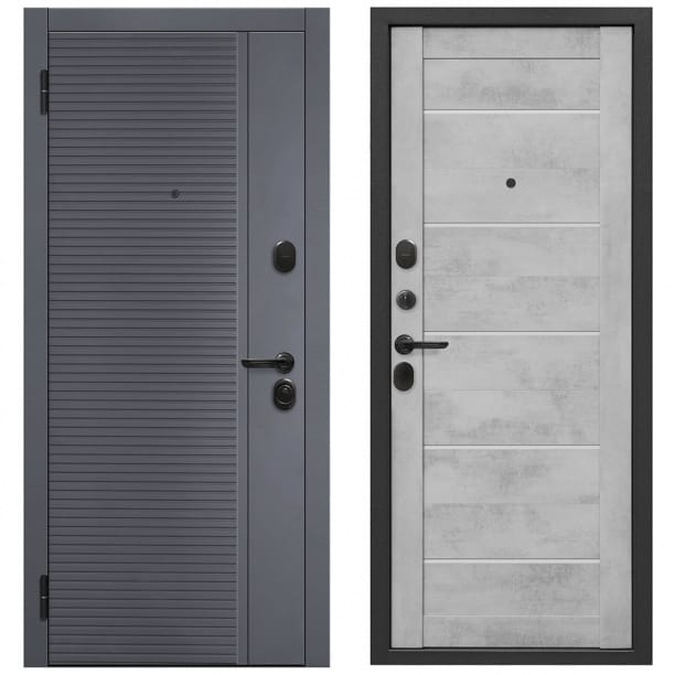 Изображение товара Дверь металлическая 960 левая 7,5см Бостон /Бетон снежный царга (ручка, основной замок, доп. замок) в Миди Лтд