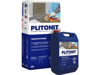 Изображение товара Гидроизоляция PLITONIT ГидроЭласт 2К сухой 25 кг (48шт/пал) в Миди Лтд