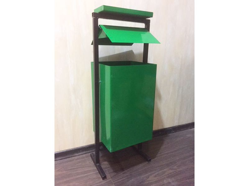 Изображение товара Урна У-2 квадратная с пепельницей зеленая металл в Миди Лтд