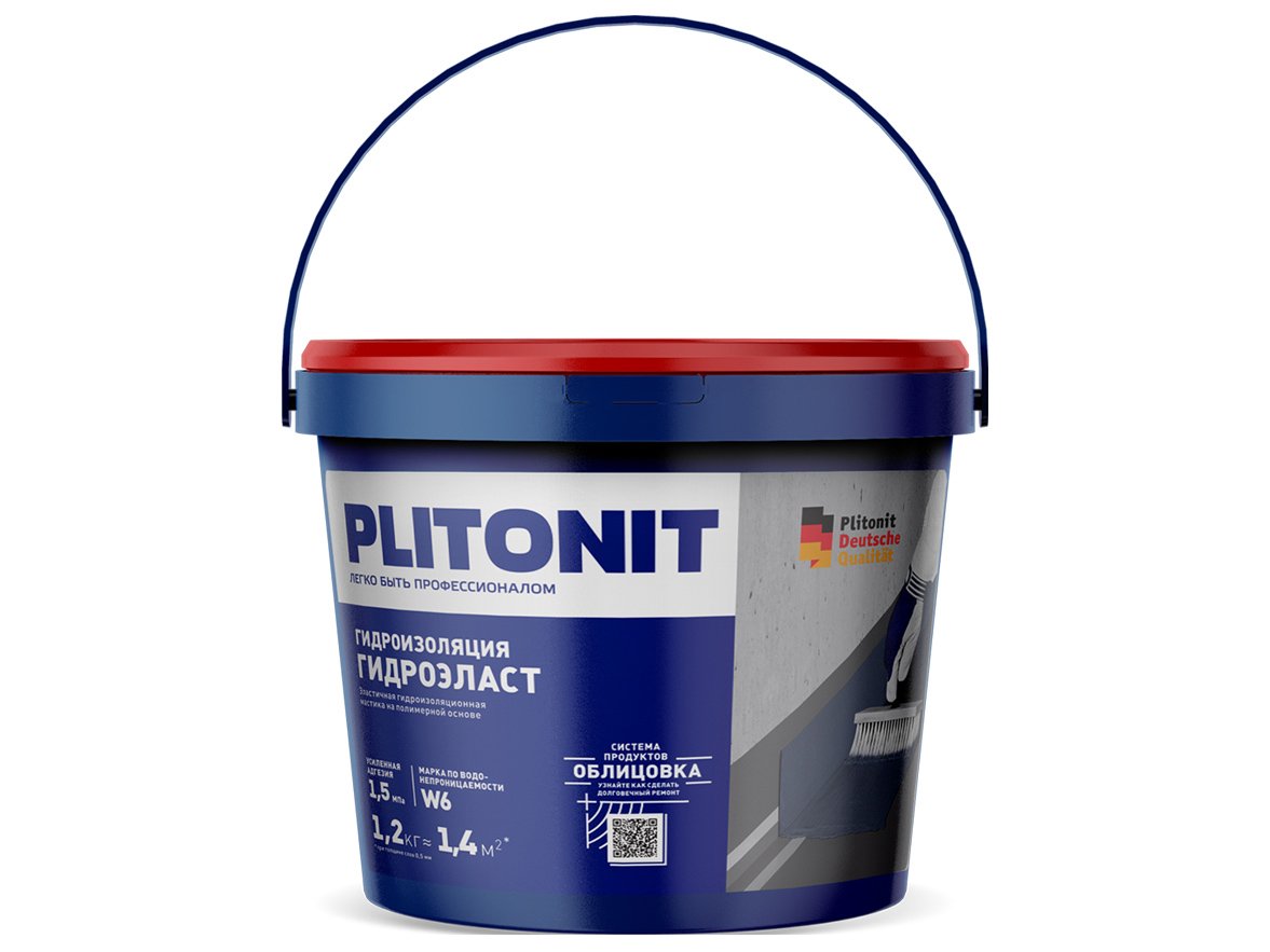 Изображение товара Мастика гидроизоляционная PLITONIT ГидроЭласт 14кг (44шт/пал) в Миди Лтд