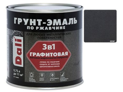 Изображение товара Грунт-эмаль по ржавчине Графитовая DALI серый 0,75л (6шт/уп; 660шт/пал) в Миди Лтд