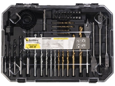 Набор сверл и бит в  пластиковом кейсе 49 шт Kolner KDS 49 - фото в Миди Лтд Изображение товара Набор сверл и бит в  пластиковом кейсе 49 шт Kolner KDS 49 в Миди Лтд