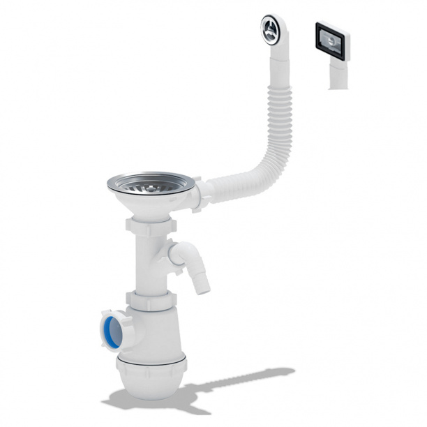 Изображение товара Сифон Ани Грот 3 1/2"*40 с переливом мойки с отводом бытовой техники (25шт/уп) в Миди Лтд