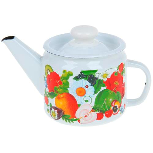 Чайник эмаль белая 1,0л Фруктовый микс С-2707П2/4Рч (8шт/уп) - фото в Миди Лтд Изображение товара Чайник эмаль белая 1,0л Фруктовый микс С-2707П2/4Рч (8шт/уп) в Миди Лтд