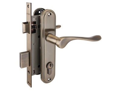 Изображение товара Замок врезной 127/1 AB старая бронза с ручкой Аллюр (12шт/уп) в Миди Лтд