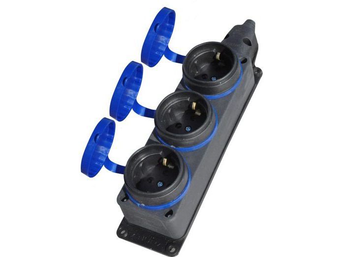 Изображение товара Колодка 3 гнезда влагозащищенная с крышками XPERT (2шт/уп) в Миди Лтд