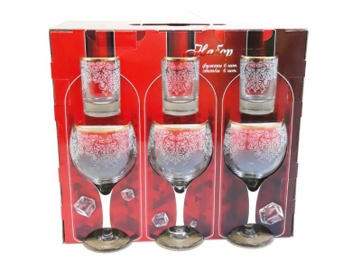 Подарочный набор Боярский 12пр (фужер 6шт+стопка 6шт) (2шт/уп) Х - фото в Миди Лтд Изображение товара Подарочный набор Боярский 12пр (фужер 6шт+стопка 6шт) (2шт/уп) Х в Миди Лтд