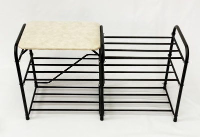 Изображение товара Подставка для обуви Дубль 3 полки 90 с сиденьем замша черный в Миди Лтд