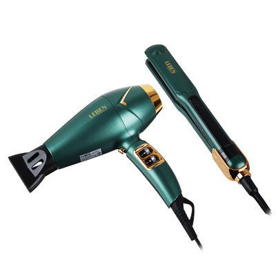 Изображение товара Набор для укладки волос LEBEN фен + стайлер зеленое золото в Миди Лтд