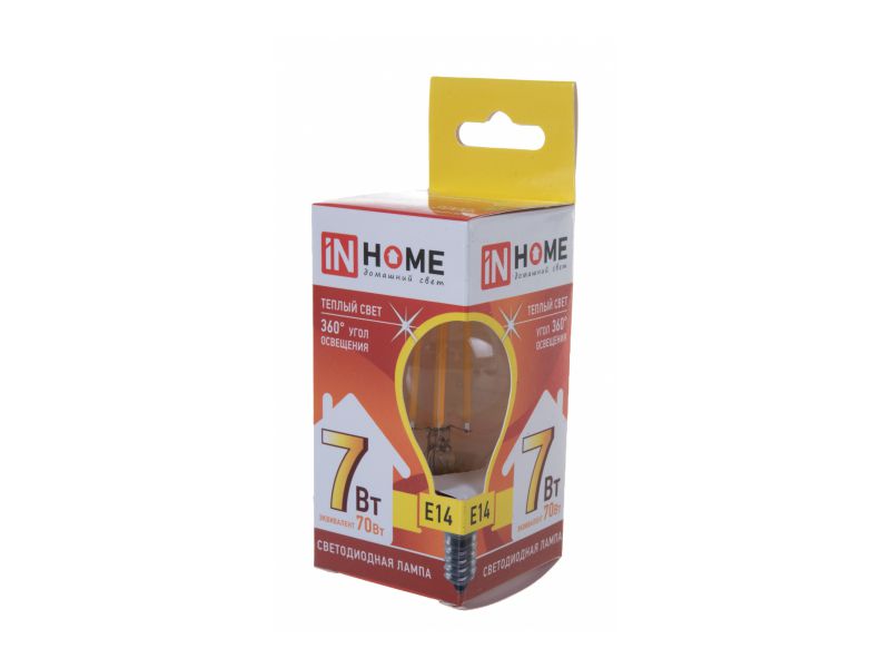 Изображение товара Лампа светодиодная IN HOME прозрачная колба LED 7W Е14 3000К 630Лм в Миди Лтд