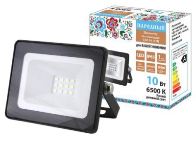 Изображение товара Прожектор светодиодный 10Вт TDM Народный СДО 04-010Н черный 6500K IP65 в Миди Лтд