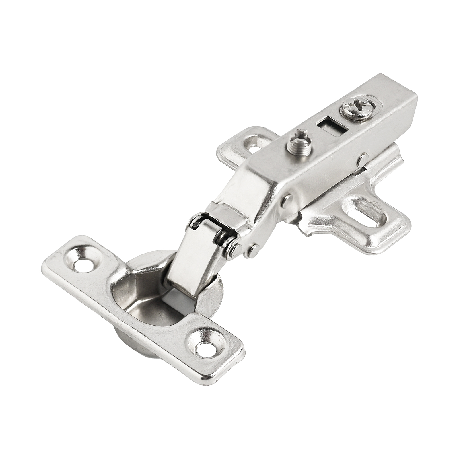 Изображение товара Петля полунакладная мебельная мини StahlBuro D26 с доводчиком, хром (2шт)   в Миди Лтд