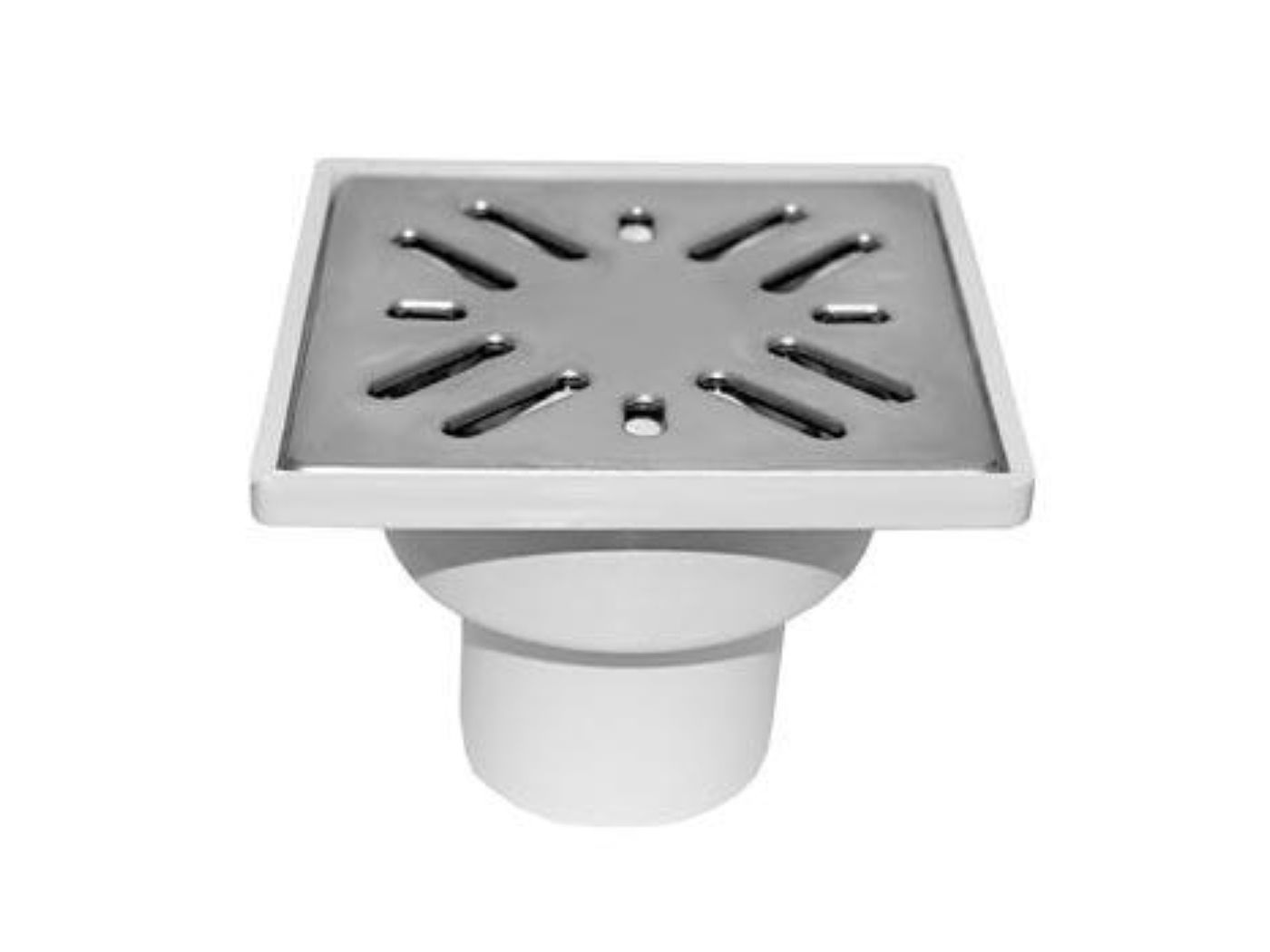 Изображение товара Трап 50 150*150 вертикальный спуск с нержавеющей решеткой (16шт/уп) в Миди Лтд