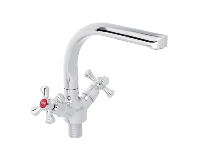 Изображение товара Смеситель для кухни высокий излив керам кран-буксы 1/2 гайка латунь хром RAIN Нефрит в Миди Лтд