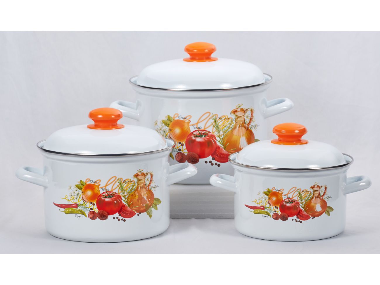 Набор кастрюль эмаль жемчужная Итальянская кухня (2,0л, 3,0л, 4,5л) С-007АП2/4Жм - фото в Миди Лтд Изображение товара Набор кастрюль эмаль жемчужная Итальянская кухня (2,0л, 3,0л, 4,5л) С-007АП2/4Жм в Миди Лтд