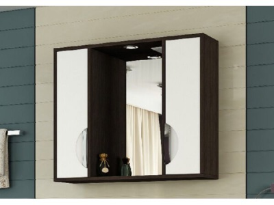 Зеркало-шкаф "Бордо" 800 2 шкафа венге/белый - фото в Миди Лтд Изображение товара Зеркало-шкаф "Бордо" 800 2 шкафа венге/белый в Миди Лтд