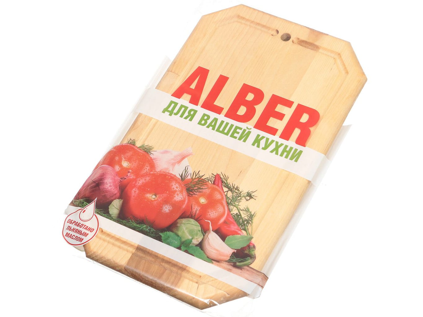 Изображение товара Доска разделочная береза прямоугольная с кровостоком 30*18*1,8см (20шт/уп) в Миди Лтд