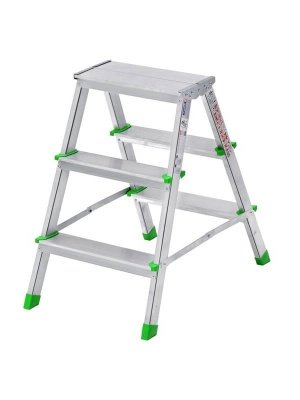 Изображение товара Двусторонняя алюминиевая стремянка 3х3 высота до верхней площ 63см вес 2,4кг в Миди Лтд