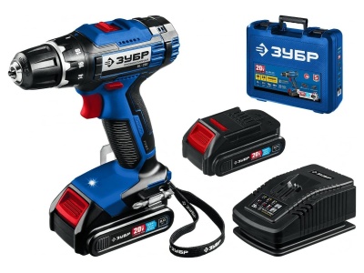 Дрель-шуруповерт ЗУБР 20В Профессионал 2АКБ (2Ач) в кейсе - фото в Миди Лтд Изображение товара Дрель-шуруповерт ЗУБР 20В Профессионал 2АКБ (2Ач) в кейсе в Миди Лтд
