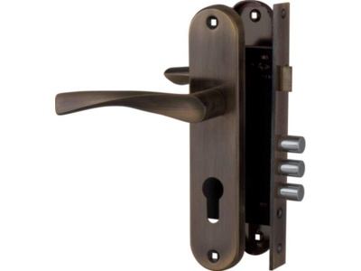 Изображение товара Замок врезной цилиндровый Fuaro с в комплекте с ручкой SET F1511W/B AB бронза   Х в Миди Лтд