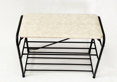 Изображение товара Подставка для обуви 3 полки 65 с сиденьем замша черный в Миди Лтд