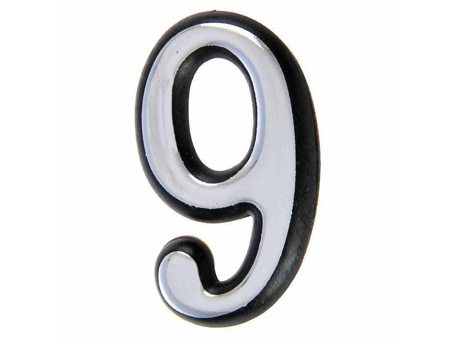 Цифра дверная "9" пластик хром Аллюр (20шт/уп) - фото в Миди Лтд Изображение товара Цифра дверная "9" пластик хром Аллюр (20шт/уп) в Миди Лтд
