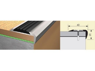 Угол 40*20 1,8 алюминий с резиновой вставкой (черная) - фото в Миди Лтд Изображение товара Угол 40*20 1,8 алюминий с резиновой вставкой (черная) в Миди Лтд