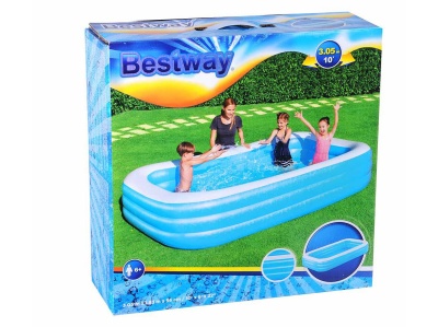 Изображение товара Бассейн надувной BESTWAY Blue Rectangular Family Pool Deluxe 305*183*56см 1161л 54009 в Миди Лтд