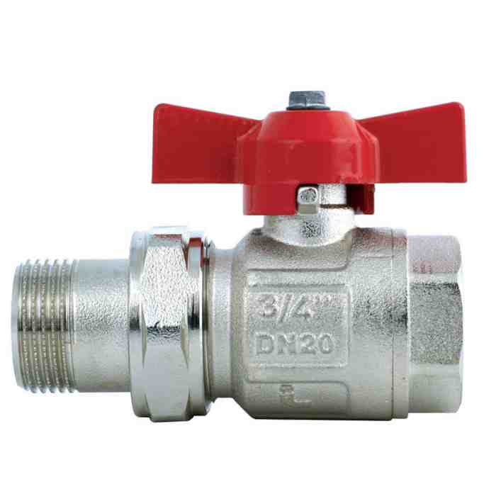 Кран шаровой американка 1/2 бабочка прямой - фото в Миди Лтд Изображение товара Кран шаровой американка 1/2 бабочка прямой в Миди Лтд