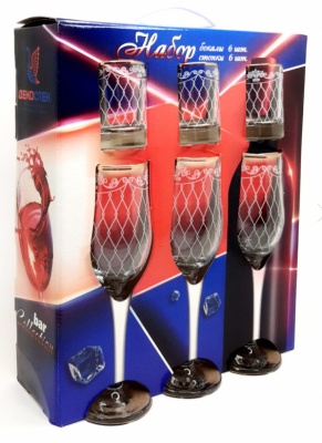 Подарочный набор Винтаж 12пр (фужер 6шт+стопка 6шт) (2шт/уп) - фото в Миди Лтд Изображение товара Подарочный набор Винтаж 12пр (фужер 6шт+стопка 6шт) (2шт/уп) в Миди Лтд