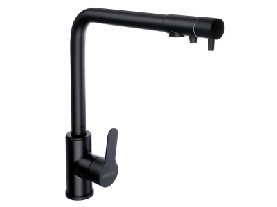 Изображение товара Смеситель для кухни СоюзКран с выводом пит воды керам картридж 35мм черный нерж сталь SS01-G132 в Миди Лтд